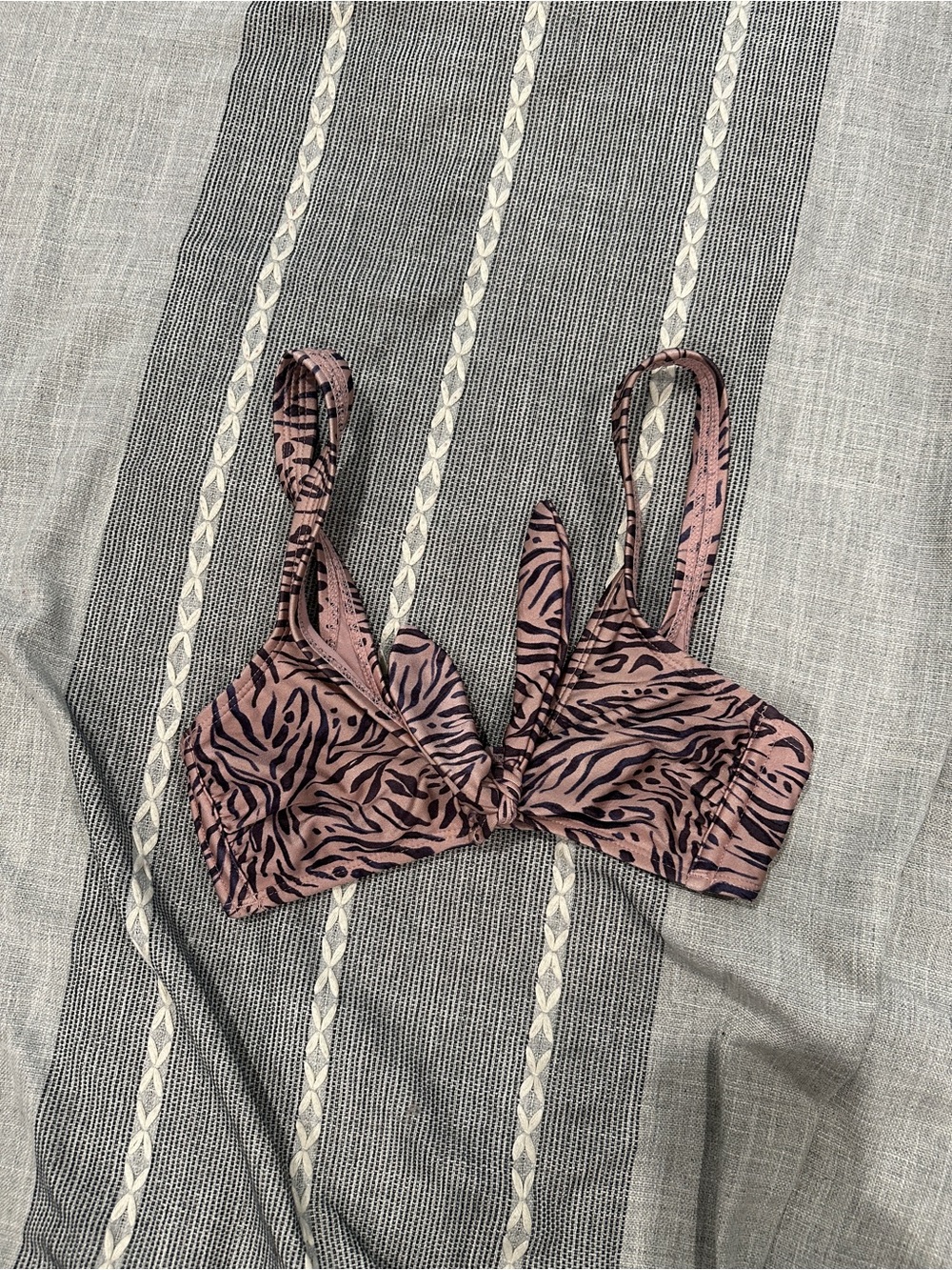 Xhilaration Pink and Black Zebra-Print Bikini Top